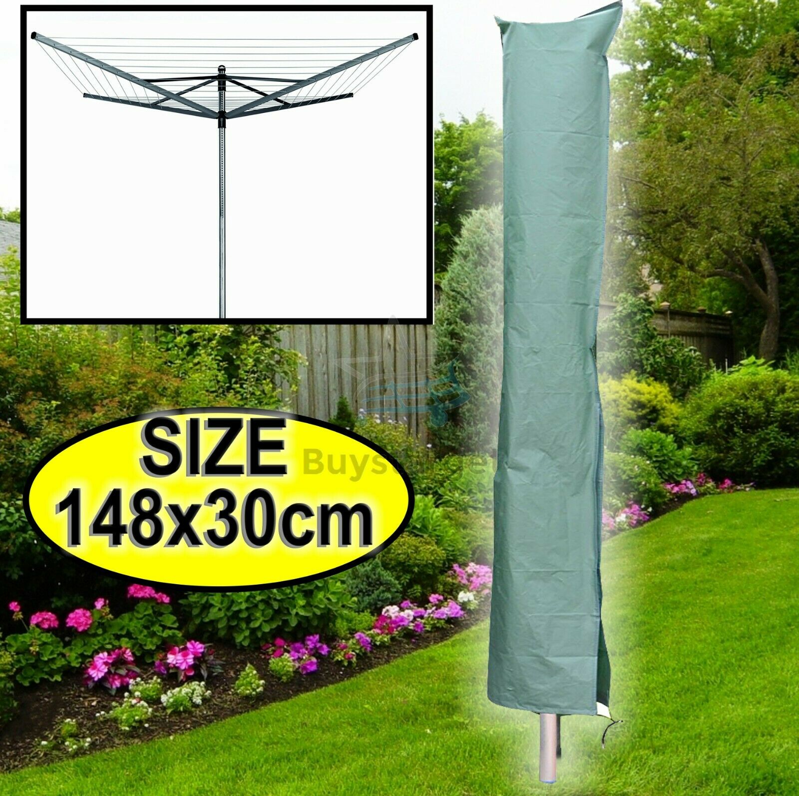 Waterproof Rotary Washing Line Cover Clothes Airer Garden Parasol