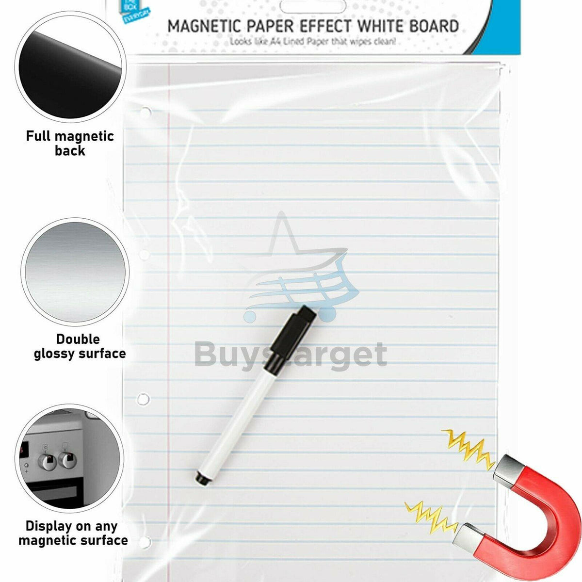 A4 Dry Wipe Lined Paper Effect Whiteboard Notice White Board
