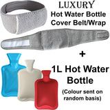 1L Wearable Hot Water Bottle Cover Adjustable Belt Wrap Around Luxury Sherpa
