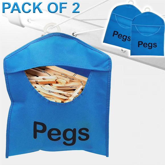 2x Clothes Peg Bag Washing Line Laundry Hanging Storage Basket Fabric Holder