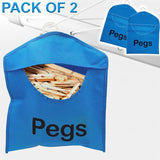 2x Clothes Peg Bag Washing Line Laundry Hanging Storage Basket Fabric Holder