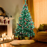 4ft Deluxe Christmas Tree Artificial  Pine Cone Red Berries With LED Lights Stand