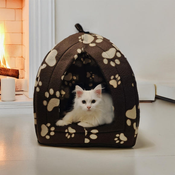 Soft Pet Cat/Kitten Dog/Puppy Fleece Igloo Bed Warm House Cave Tunnel Snug Pod