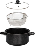 🔥24cm 9" Non Stick Chip Pan Fryer Deep Fry Cooking Pot Lid Basket Set Saucepan