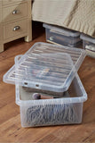 32L PLASTIC CLEAR LID STORAGE BOX UNDERBED STRONG DURABLE HOME OFFICE STACKABLE