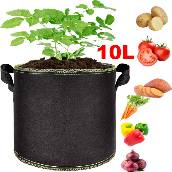 10L Fabric Pot Container Grow Bag Pot Plant Breathable Hydroponics Planter