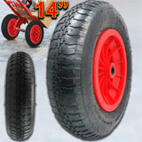 4x 14" PNEUMATIC SACK TRUCK TROLLEY WHEEL BARROW TYRE HEAVY DUTY WHEEL 3.50-8