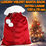Giant Santa Sack Red Velvet Christmas Xmas Present Gift Bag XXL 100x75cm Luxury