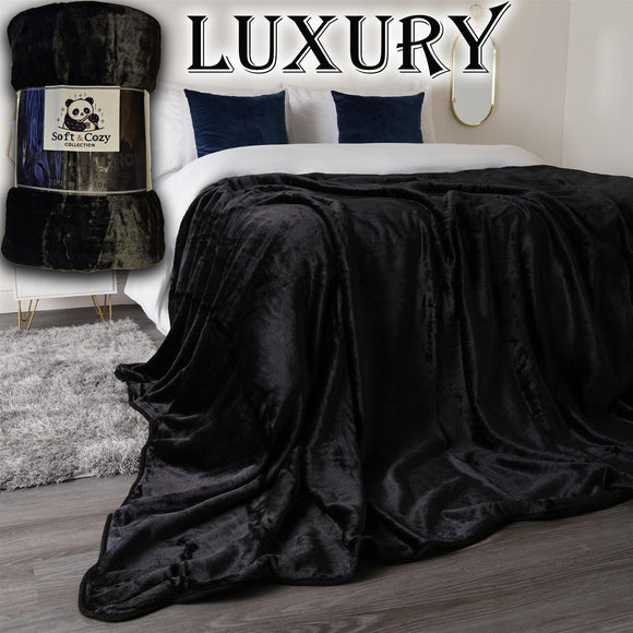 Extra Large Luxury Faux Fur Throw Fleece Blanket Sofa Bed Mink Soft Plush Warm