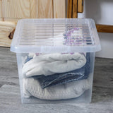50L Plastic Storage Box Boxes Lid Handles Food Container Home Kitchen Office UK
