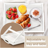 Bamboo Bed Tray Wooden With Handles Folding Leg Serving Breakfast Lap Food Table