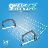 Folding Airer 9 Bars Radiator Drying Rack Rail Towel Clothes Laundry Holder Home
