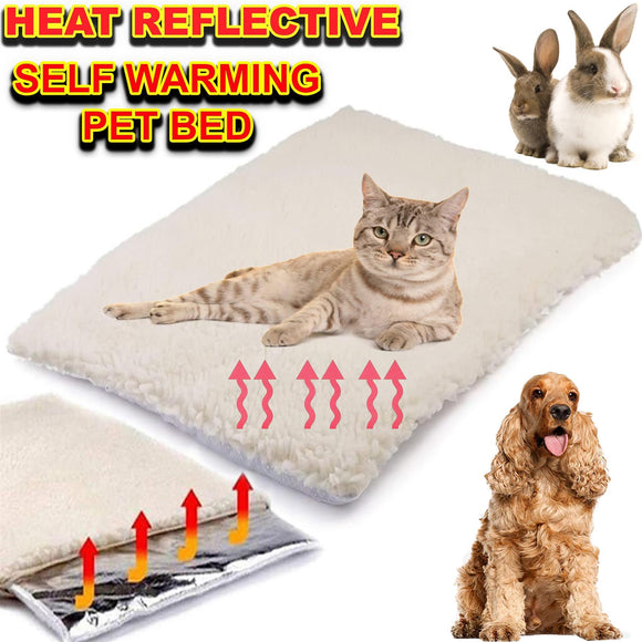 Self Heating Pet Pad Warm Soft Faux Fur Cover Cat Dog Bed Mat Comfy Thermal Rug