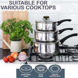6 Pcs Stainless Steel Cookware Saucepan Set Pan Pot Kitchen Cooking Glass Lid