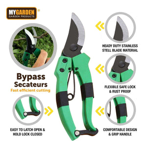Pruning Shears Strong Carbon 8" Garden Hand Pruner Secateurs Plants Tool Set
