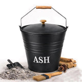 🔥12L Ash Bucket With Lid BBQ Wood Fire Cast Iron Log Container Litre Coal Bin