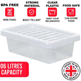 6L Plastic Storage Box Boxes Lid Handles Food Container Home Kitchen Office Box