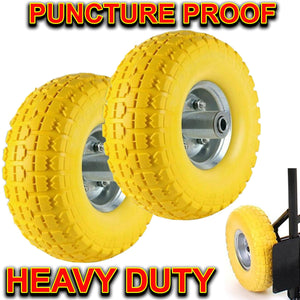 2x 10" Heavy Duty Solid Rubber Tyres Wheel Replacement Puncture Proof Sack Truck