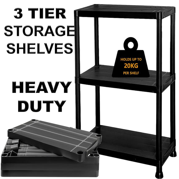 Heavy Duty 3 Tier Plastic Shelving Unit Storage Racking Shelves Home Garage Shed