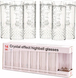 12x VINTAGE CLEAR CRYSTAL EFFECT PLASTIC GLASSES DRINKING PICNIC GARDEN ACRYLIC
