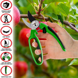 Pruning Shears Strong Carbon 8" Garden Hand Pruner Secateurs Plants Tool Set