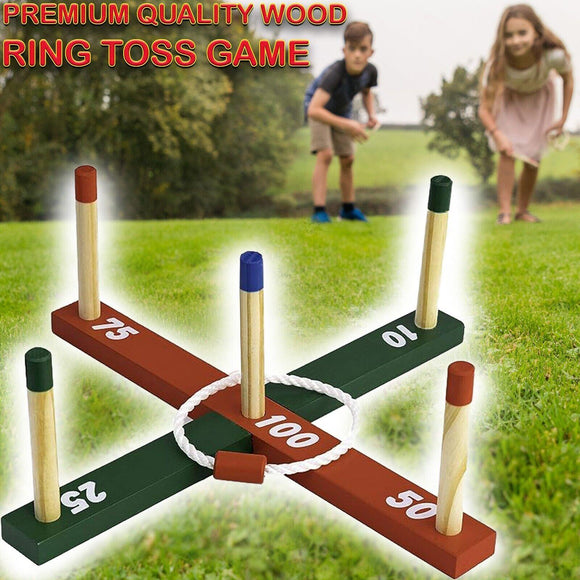 🔥Garden Games Quoits Set Wooden Outdoor Ring Toss BBQ Kids Giant Beach Camping