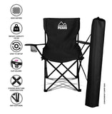 2x Camping Chairs Folding Outdoor Seat Fishing Garden Beach Chair Cup Holder UK