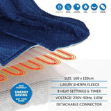 Luxury Electric Heated Throw Sherpa Fleece Cosy Over Blanket Double Single King
