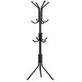 Coat Stand Rack 12 Hook Standing Clothes Tree Hanger Umbrella Hat Steel Organise