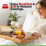 3x Bamboo Serving Trays Wooden Serving Tray Set Breakfast Platters With Handles