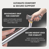 Aluminium Walking Stick Lightweight Walking Cane Aid Durable Adjustable Non Slip