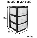 3 Tier Mini Drawer Plastic Tower Trolley Drawers School Office Home Desktop UK