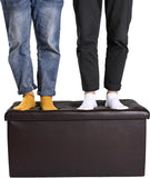 Large Faux Leather Folding Storage Box Ottoman Seat Stool Home Footstool Pouffe