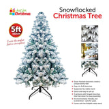Snowflocked Christmas Tree Snow Deluxe Artificial 5ft With LED Lights and Stand