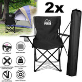 2x Camping Chairs Folding Outdoor Seat Fishing Garden Beach Chair Cup Holder UK