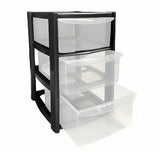 3 Tier Mini Drawer Plastic Tower Trolley Drawers School Office Home Desktop UK