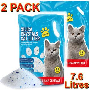 2xSilica Crystal Diamonds Non Clumping Great Absorbency Odour Control Cat Litter