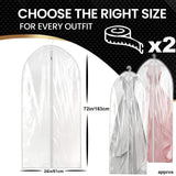 2x 183cm Long Dress Bags Clothes Suit Cover Storage Travel Garment Bag Zip Up