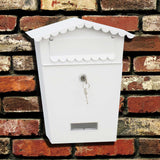 Quality Post Box Letter Mail Box Steel Lockable Wall Mount White