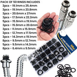 50pc Assorted O RING SET Black Rubber Seals Tap Sink Washers Plumbing Air Gas