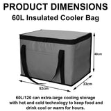 Extra Large 60L Insulated Cooler Cool Bag Box Picnic Camping Food Drink Ice