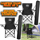 2x Camping Chairs Folding Outdoor Seat Fishing Garden Beach Chair Cup Holder UK