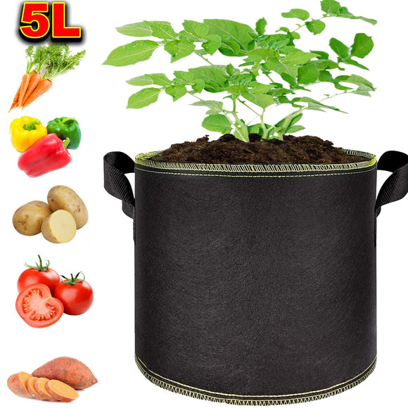 5L Fabric Planting Pot Container Grow Bag Plant Breathable Hydroponics Planter