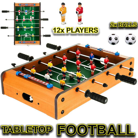 Wooden Football Table Top Foosball Soccer Game Set Kids Family Desktop Toy Gift