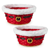 2x Christmas Santa Bamboo Baskets Decoration Treat Gift Hamper Festive Bowl Gift