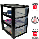 3 Tier Mini Drawer Plastic Tower Trolley Drawers School Office Home Desktop UK