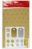 5x Gift Wrap Set Christmas Wrapping Paper Present Party Tags Stickers String Tie