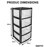 4 Tier Mini Drawer Plastic Tower Trolley Drawers School Office Home Desktop UK