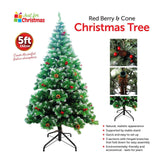Luxury Christmas Tree Frosted Pine Cone Red Berries Xmas Tree Candy Cane 4/5Ft