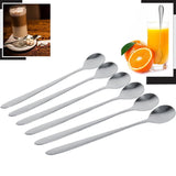 Buystarget Latte Spoons Long Handle Teaspoons Set of 6 Stainless Steel 18.6 cm Mixing Ice Cream Stirring Spoon Ideal for iced Coffee Iced Tea Milk Shake Ice Cream Sundeas Cool Drinking